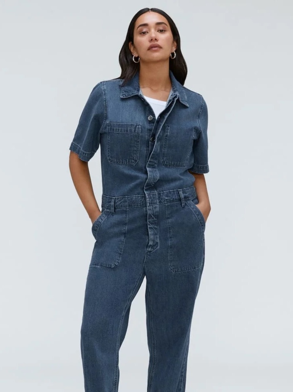 Everlane 💙 The Short Sleeve Denim Coveralls - Picture 2 of 6
